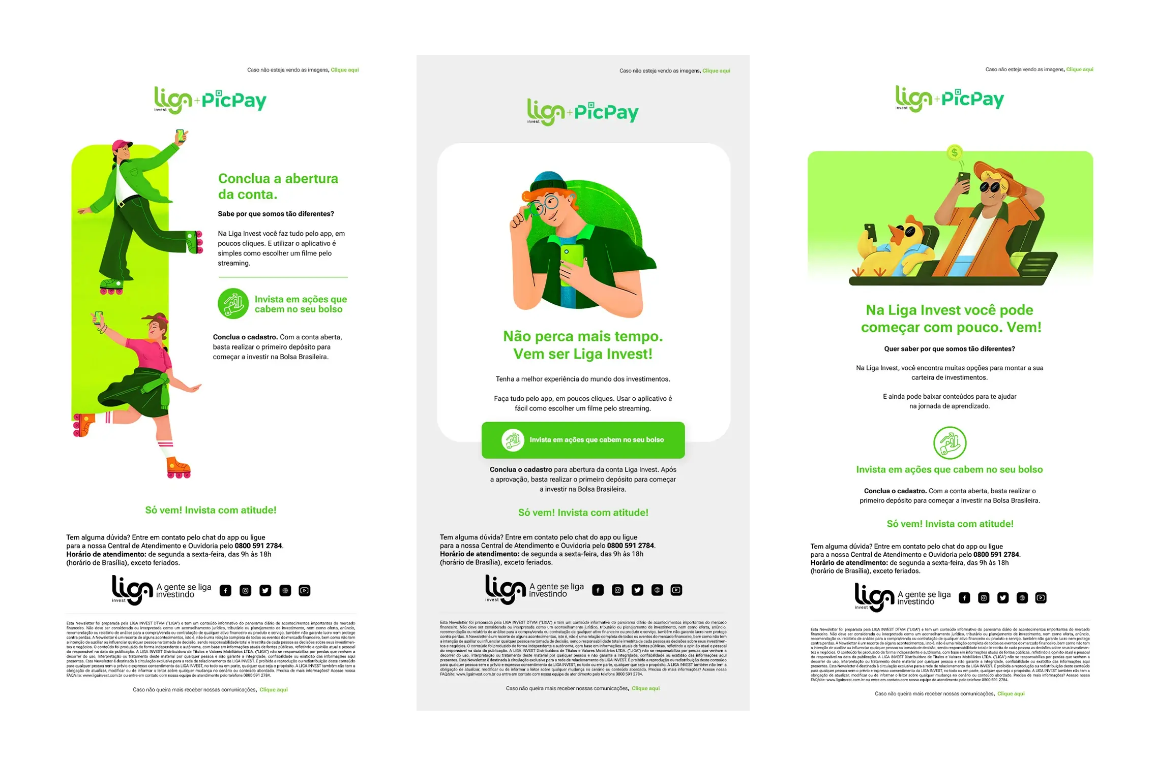 Relacionamento por e-mail preservando a identidade da Liga Invest.