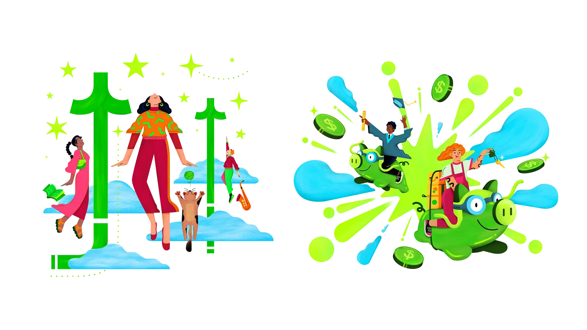 Sistema de ilustrações desenvolvido para aproximar o universo de investimentos.